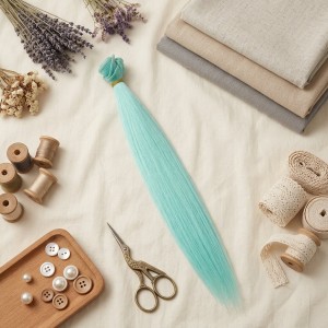 Cabelo para Bonecas liso 25cm  - Azul Turquesa Claro
