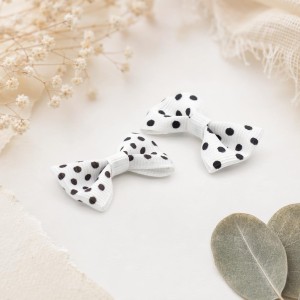 Laço Branco Pintas Pretas 3,5cm