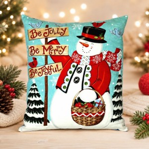 Almofada de Natal Azul com o boneco de Neve