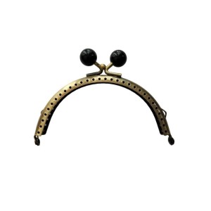 Fecho da avó 10,5cm rendondo Liso com bolas pretas – bronze