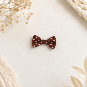 Laço Castanho Pintas Brancas 3,5cm