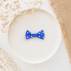 Laço Azulão Pintas Brancas 3,5cm