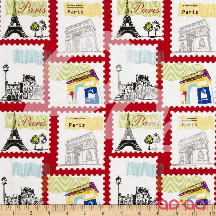 Riley Blake Pepe in Paris Stamp Red
